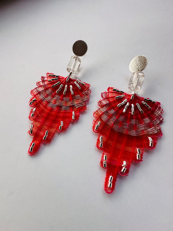 AROS PLUMAS ROJO SILVER