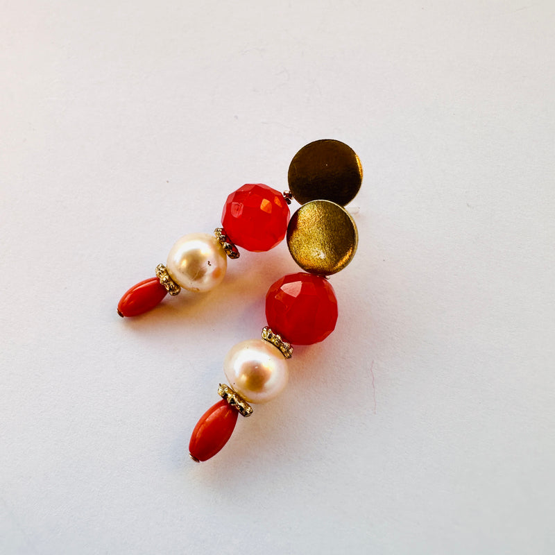Aros perla coral