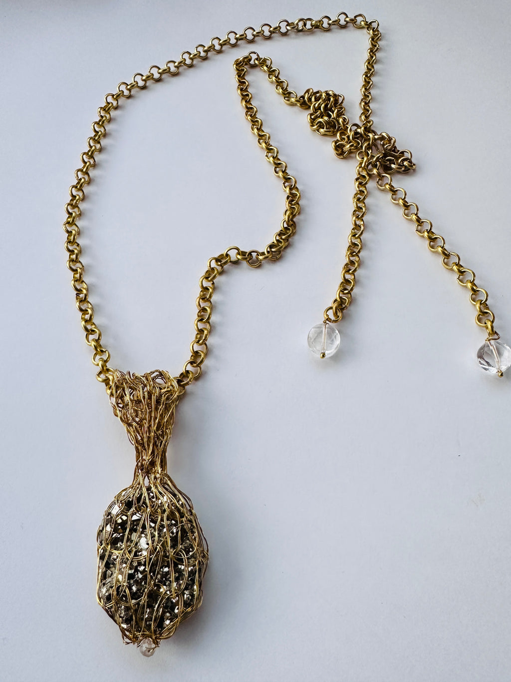 Collar cadena bronce Pirita