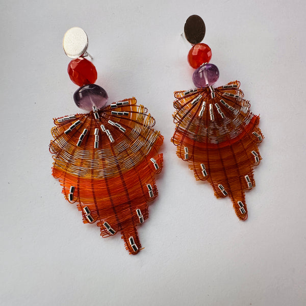 AROS PLUMAS ORANGE SILVER