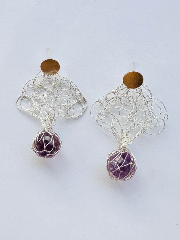 Aros Amatista plata