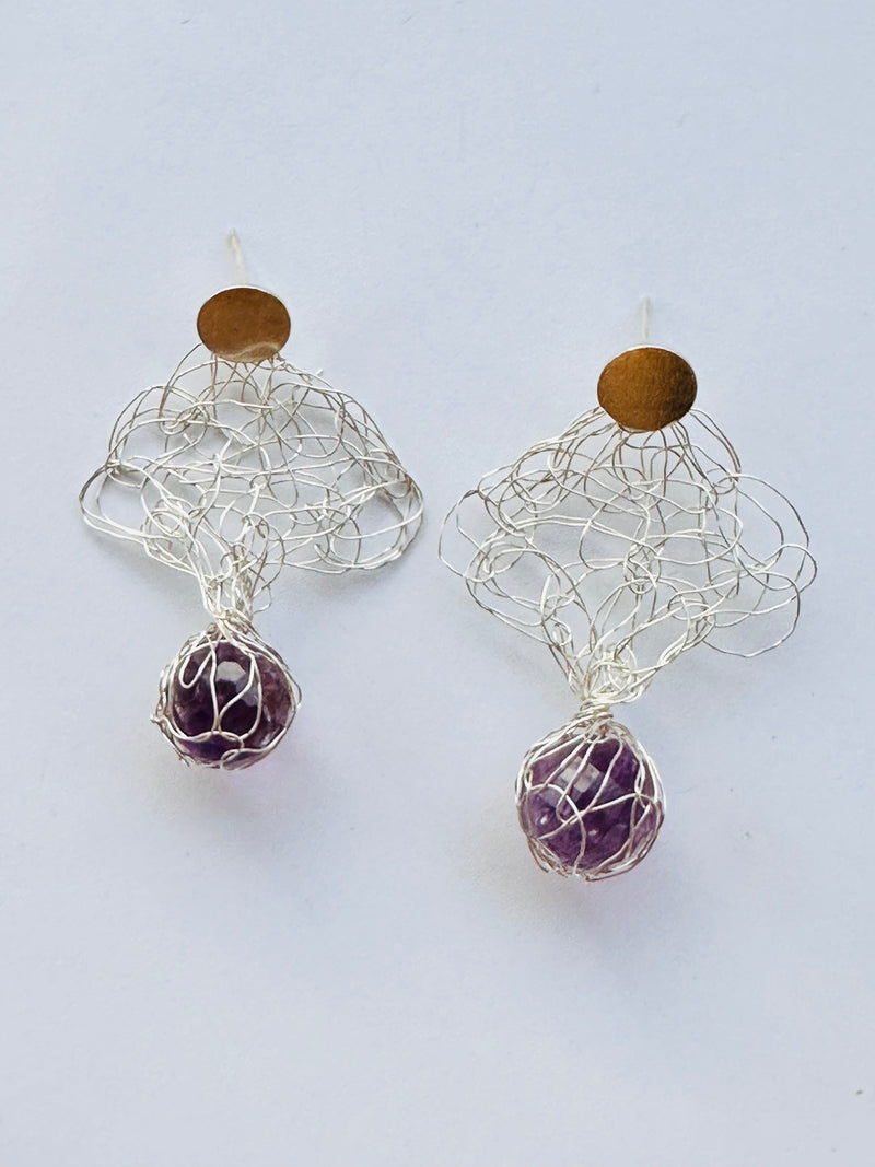 Aros Amatista plata