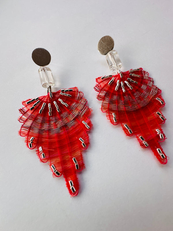 AROS PLUMAS ROJO SILVER