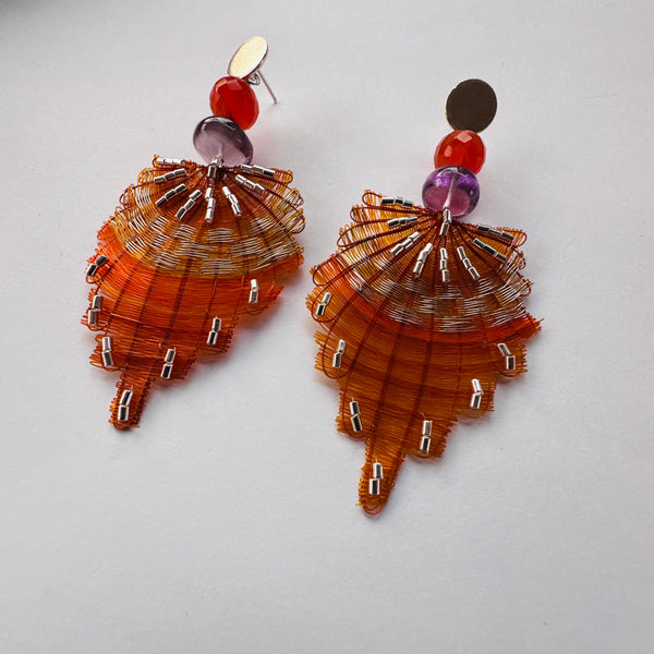 AROS PLUMAS ORANGE SILVER
