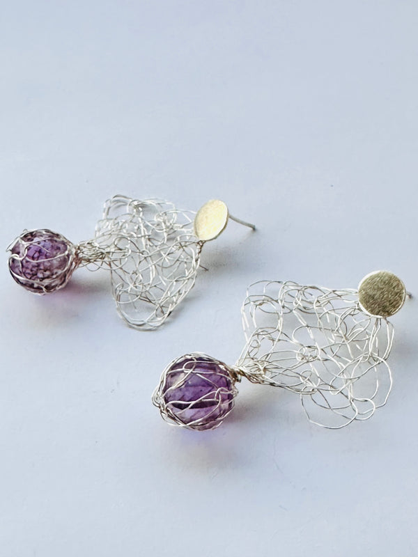 Aros Amatista plata