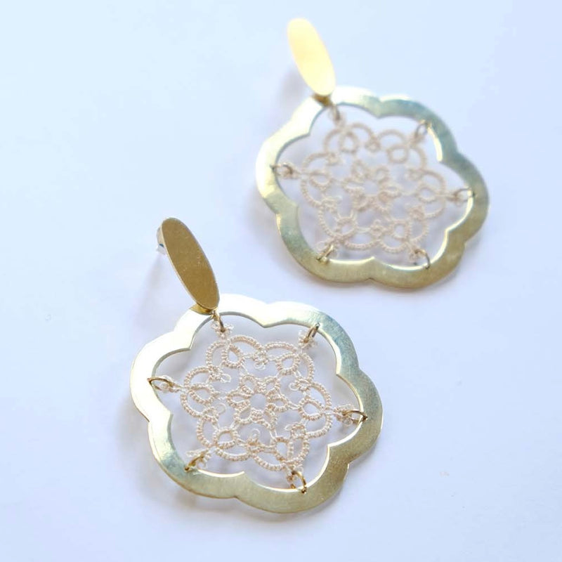 Aros frivolité flor bronce