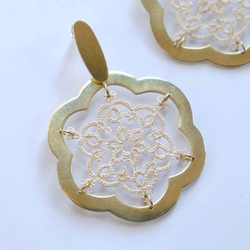 Aros frivolité flor bronce