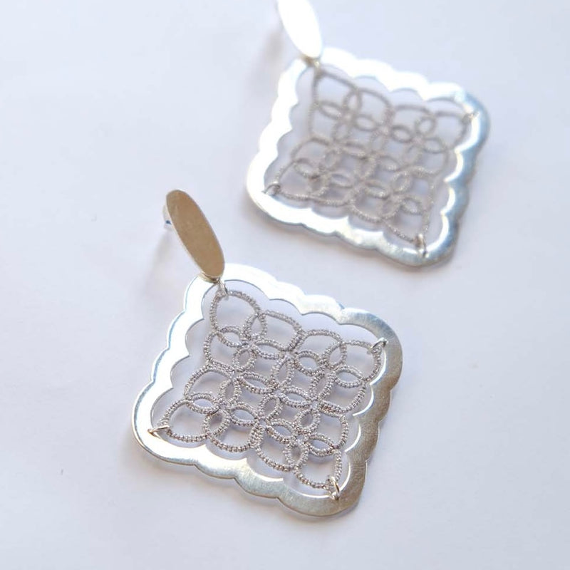 Aros frivolité diamante plata