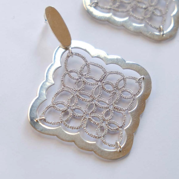 Aros frivolité diamante plata