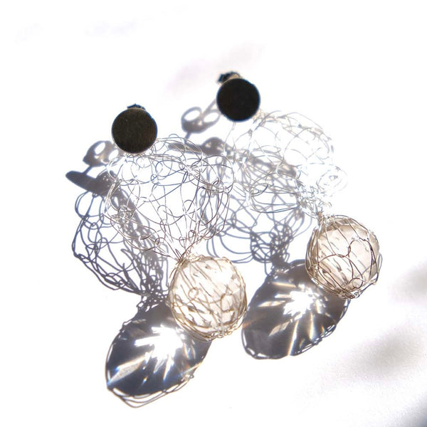 AROS GOTA PLATA CRISTALES