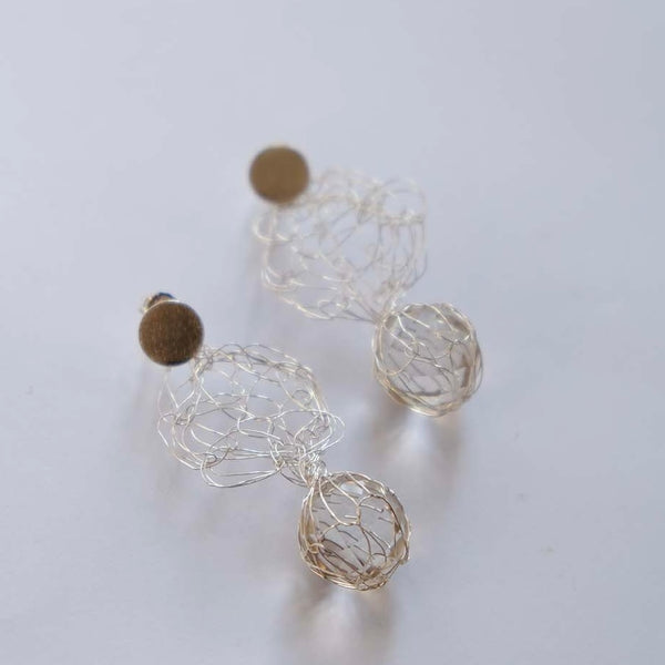AROS GOTA PLATA CRISTALES