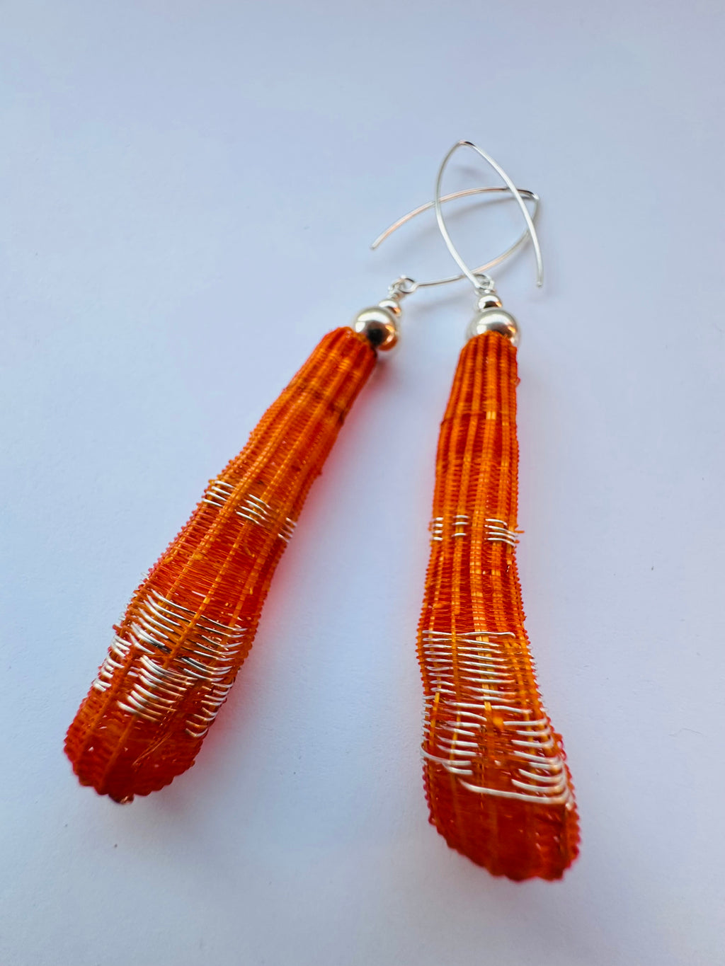 Aros crin cometa naranjo plata