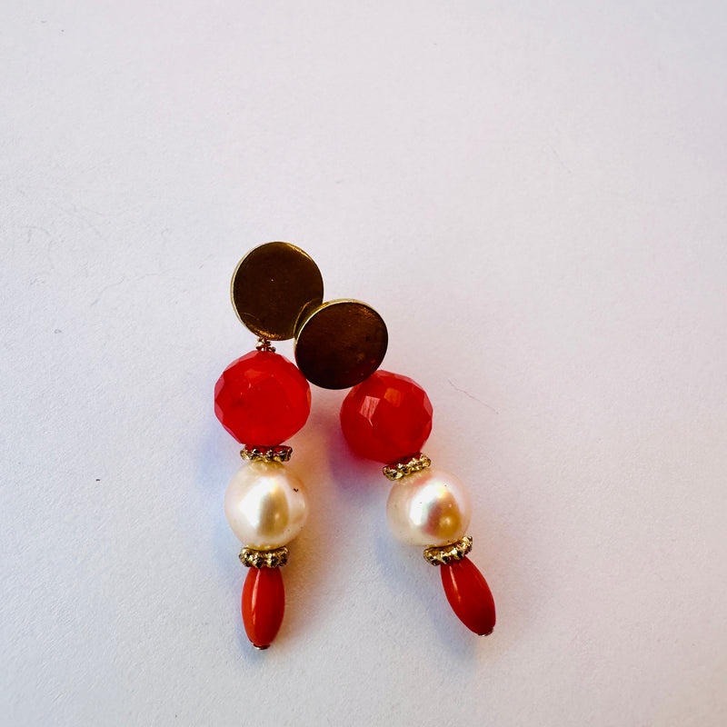 Aros perla coral