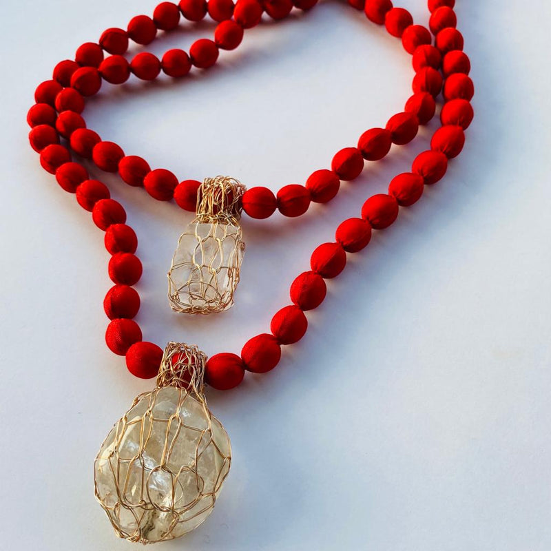 COLLIER -TALISMAN DODECAHEDRO ROUGE