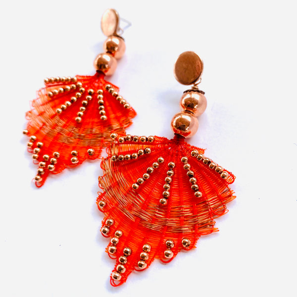 BOUCLES D'OREILLES PLUME ROUGE CUIVRE