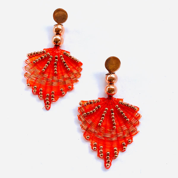 BOUCLES D'OREILLES PLUME ROUGE CUIVRE