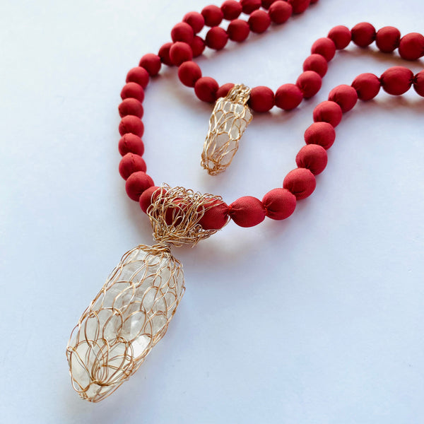 COLLIER -TALISMAN DODECAHEDRO ROUGE
